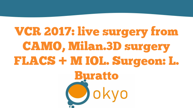 VCR 2017 – Live Surgery from CAMO, Milan.3D surgery FLACS + M IOL – L. Buratto